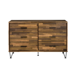 English Elm Walnut 6-Drawer Dresser with Dovetail Drawers, Smooth Metal Glides, Sleek Handles, Durable Finish B062P209034