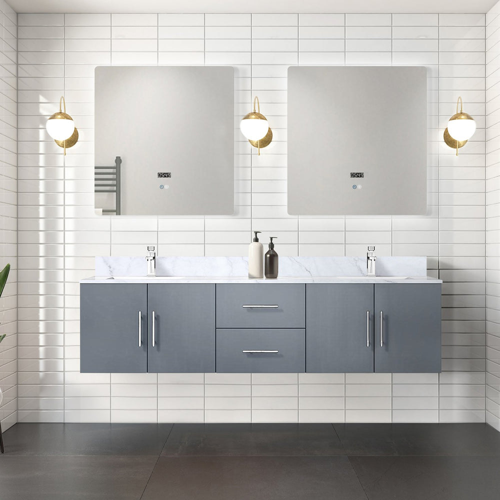 English Elm Dark Grey Double Bath Vanity With Elegant Carrara Marble Top – Spacious, Stylish & Functional Design B2731P258511