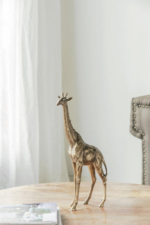 English Elm 8.3x2.8x15.9" Giraffe Statuette — Modern Copper Finish Animal Sculpture for Console, Shelf Accent Decor W2078P360883
