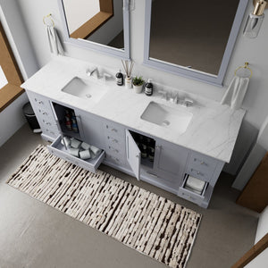 English Elm Dark Grey Double Bath Vanity 84" W With Mirrors – Elegant Storage Solution For Modern Bathrooms B2731S00547