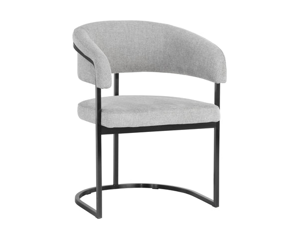 Sunpan Marris Dining Armchair - Modern Elegance with Sleek Design and Luxurious Stainless Steel Frame Gunmetal / Belfast Heather Grey