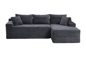 English Elm 94.5" Jumbo Corduroy Cloud Sectional Deep Seat L-shape Couch for Living Room W5515P479905