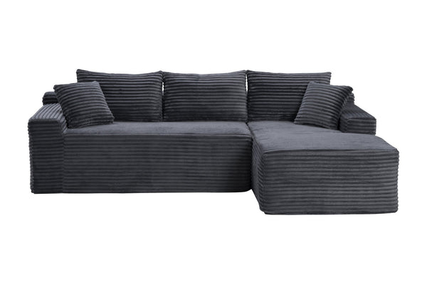 English Elm 94.5" Jumbo Corduroy Cloud Sectional Deep Seat L-shape Couch for Living Room W5515P479905