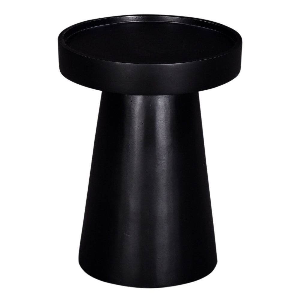 English Elm Glam FSC-Certified Mango Wood 16" Round Pedestal Side Table, Sustainable Black Finish, 21" H B011P217873