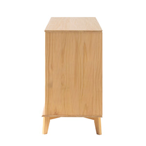 6-Drawer Groove Handle Solid Wood Dresser Natural Pine BR6DSLDRNP-T Walker Edison