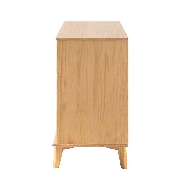 6-Drawer Groove Handle Solid Wood Dresser Natural Pine BR6DSLDRNP-T Walker Edison