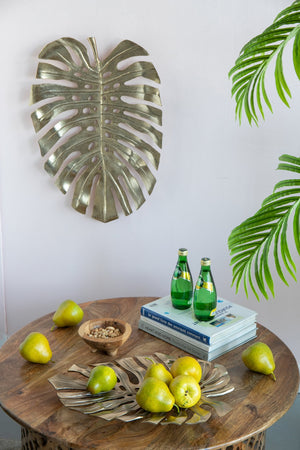 English Elm 18.9x13.4x1.4" Gold Monstera Leaf Wall Décor — Elegant Aluminum Leaf Accent for Wall or Tabletop Display, Modern Home Statement W2078P293122