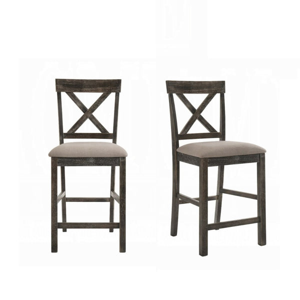 English Elm Contemporary Wood Frame Side Chairs Set of 2 with Durable PU Upholstery, Elegant Dining Accent Gray,Tan 18 L x 42 W x 9 H B2741P336520