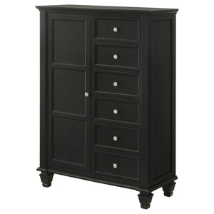 English Elm Vallauris Black Chest with Felt-Lined Top Drawer, Six Slide-Out Drawers & Silver Hardware, Stylish Storage B062P340718
