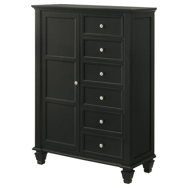 English Elm Vallauris Black Chest with Felt-Lined Top Drawer, Six Slide-Out Drawers & Silver Hardware, Stylish Storage B062P340718