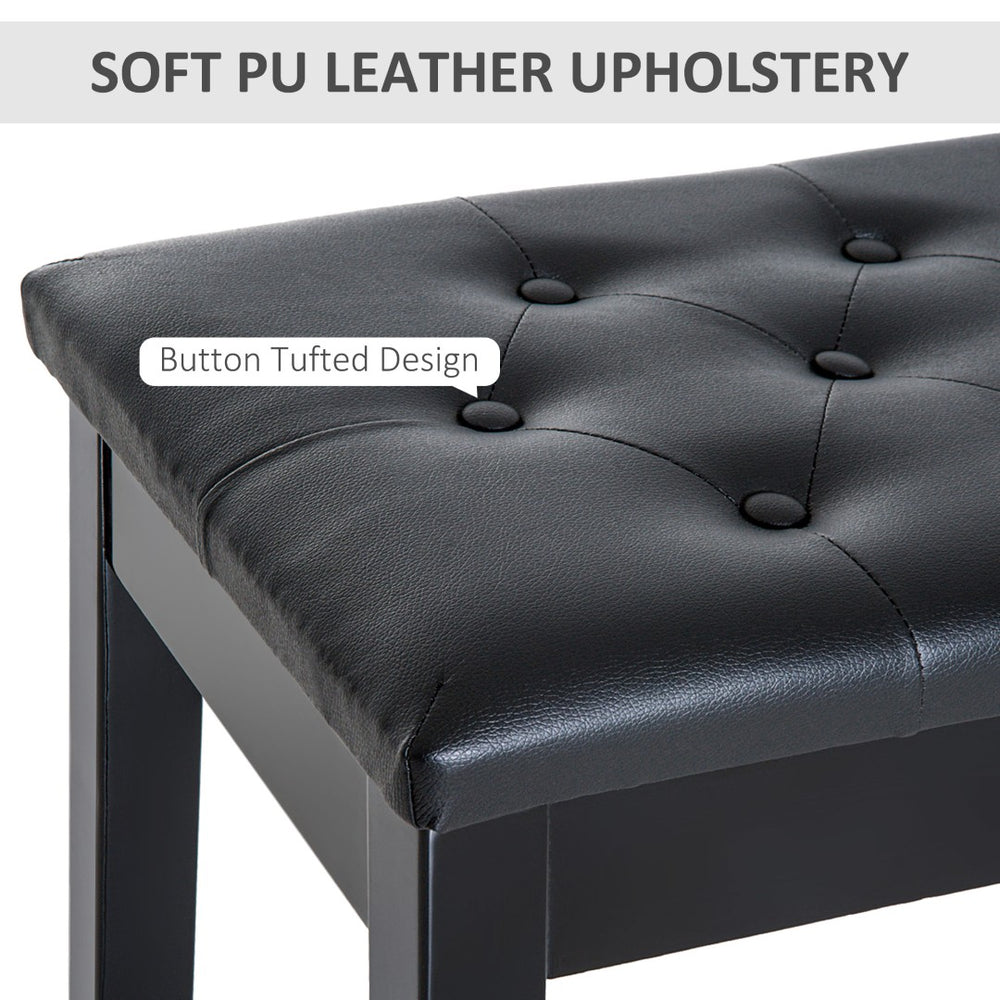 English Elm Piano Bench Duet Seat with Tufted Faux Leather Top and Glossy Wood Frame T3971P383712