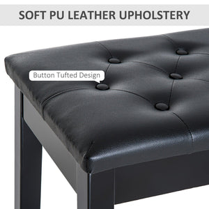 English Elm Piano Bench Duet Seat with Tufted Faux Leather Top and Glossy Wood Frame T3971P383712