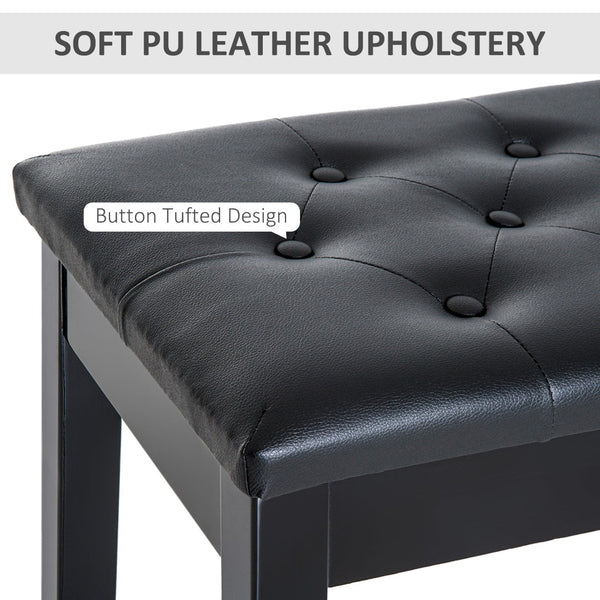 English Elm Piano Bench Duet Seat with Tufted Faux Leather Top and Glossy Wood Frame T3971P383712