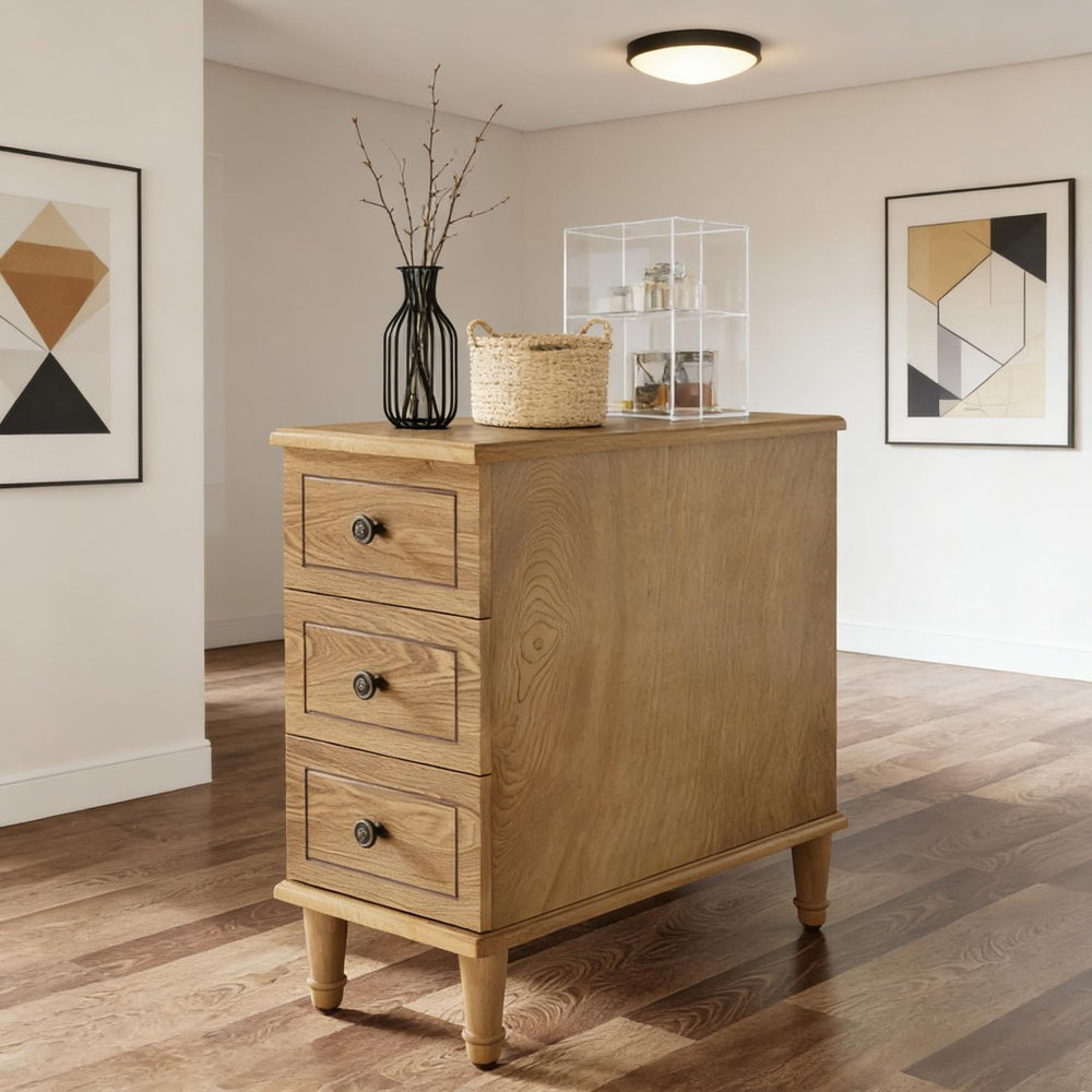 English Elm C-shaped Side Table Slatted Mdf Frame Dark Wood Finish Sofa or Bed Accent T3971P452716
