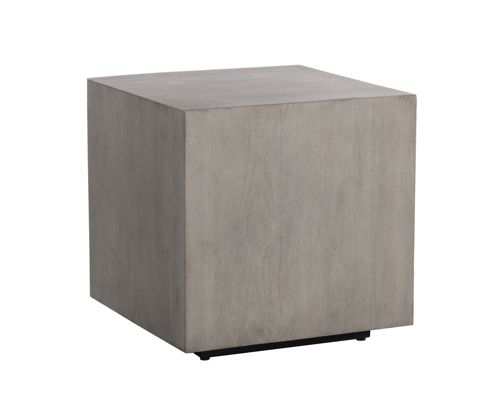 Sunpan Frezco Side Table - Modern Minimalist Design in Solid Mango Wood with Floating Plinth Base Grey