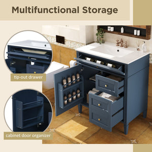 English Elm 30'' Modern Bathroom Vanity With Ceramic Sink, Stylish Storage, 2 Drawers & Tip-Out For Organization N710P250194C