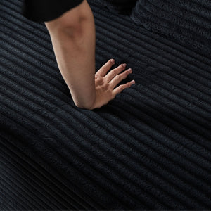 English Elm Ottoman Corduroy Upholstered Modular Seat with High-Resilience Foam — Compact No-Assembly Comfort Black W848P309968