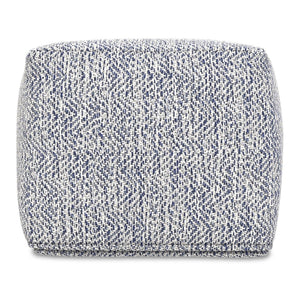 English Elm Nate Handwoven Cotton Square Pouf Artisan Footrest for Bohemian Living Rooms Blue B136P427592