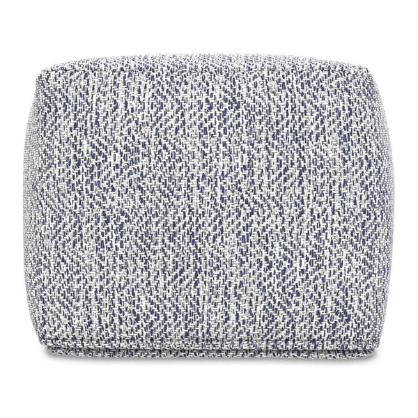 English Elm Nate Handwoven Cotton Square Pouf Artisan Footrest for Bohemian Living Rooms Blue B136P427592