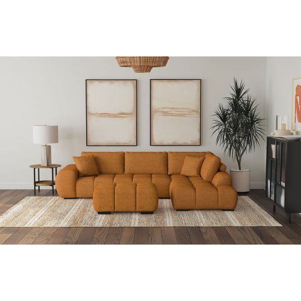 English Elm Inverness Orange Tufted Upholstered Ottoman Bench with Grid Detail, Cozy Foam Seat & Black Block Feet (40" W) B062P299818
