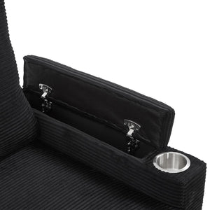 English Elm Swivel Barrel Accent Chair Chenille Tufted Round Club Seat for Living Room Lounge Black N719S002190B