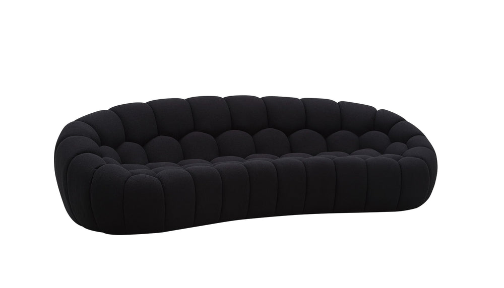VIG Furniture Divani Casa Yolonda - Modern Curved Black Fabric Sofa VGEV-2126C-SOFA-BLK