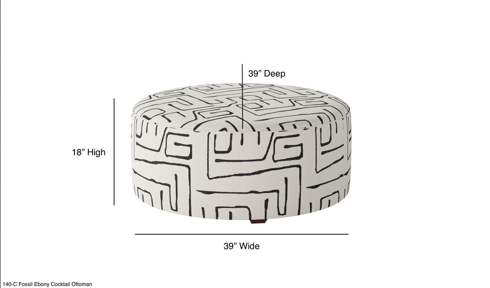Fusion Durango Round Cocktail Ottoman - Multi-functional Padded Seating In Stylish Black/White Design Black,White Ws,98% Polypropylene,2% Polyester 140-c Fossil Ebony Cocktail Ottoman