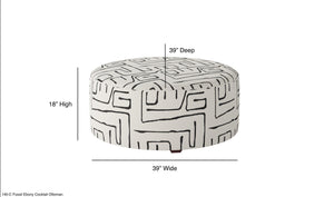 Fusion Durango Round Cocktail Ottoman - Multi-functional Padded Seating In Stylish Black/White Design Black,White Ws,98% Polypropylene,2% Polyester 140-c Fossil Ebony Cocktail Ottoman