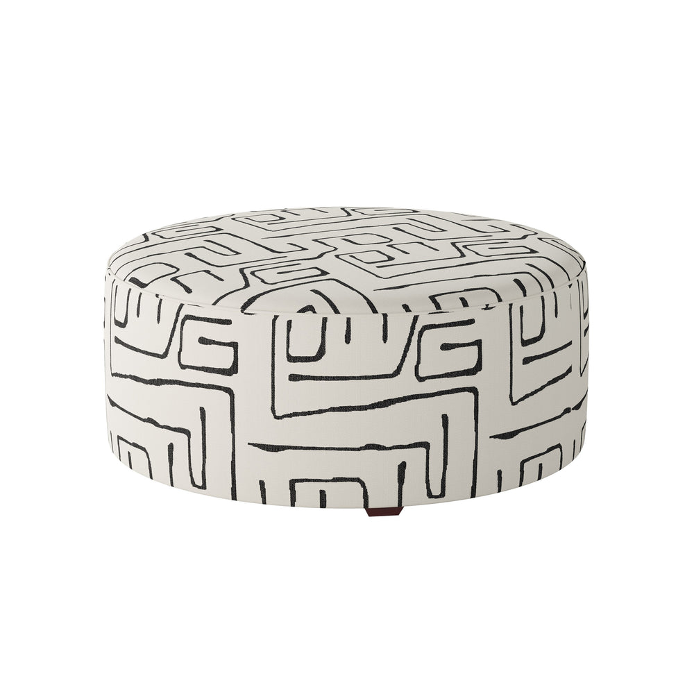 Fusion Durango Round Cocktail Ottoman - Multi-functional Padded Seating In Stylish Black/White Design Black,White Ws,98% Polypropylene,2% Polyester 140-c Fossil Ebony Cocktail Ottoman