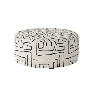 Fusion Durango Round Cocktail Ottoman - Multi-functional Padded Seating In Stylish Black/White Design Black,White Ws,98% Polypropylene,2% Polyester 140-c Fossil Ebony Cocktail Ottoman
