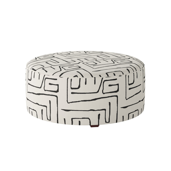 Fusion Durango Round Cocktail Ottoman - Multi-functional Padded Seating In Stylish Black/White Design Black,White Ws,98% Polypropylene,2% Polyester 140-c Fossil Ebony Cocktail Ottoman