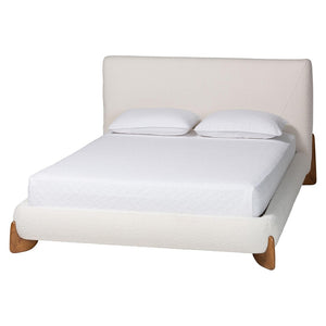 Baxton Studio Baxton Studio Vinicio King Bedroom Set - Modern Cream Boucle Upholstery with Accent Bench Included BBT61296-Cream-King 2PC Bedroom Set
