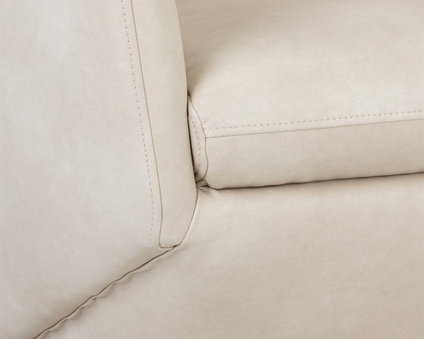 Sunpan TREVISO Swivel Lounge Chair - Contemporary Bravo Cream Faux Leather with Durable Steel Base 105300
