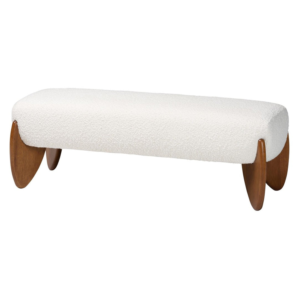 Baxton Studio Baxton Studio Vinicio Cream Boucle Accent Bench - Mid-Century Modern Design for Cozy Spaces BBT5520-Cream-Bench
