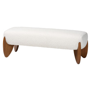 Baxton Studio Baxton Studio Vinicio Cream Boucle Accent Bench - Mid-Century Modern Design for Cozy Spaces BBT5520-Cream-Bench