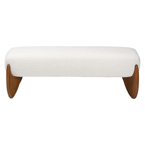 Baxton Studio Baxton Studio Vinicio Cream Boucle Accent Bench - Mid-Century Modern Design for Cozy Spaces BBT5520-Cream-Bench