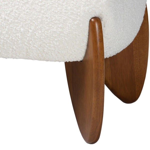 Baxton Studio Baxton Studio Vinicio Cream Boucle Accent Bench - Mid-Century Modern Design for Cozy Spaces BBT5520-Cream-Bench