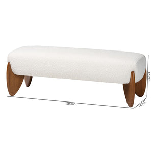 Baxton Studio Baxton Studio Vinicio Cream Boucle Accent Bench - Mid-Century Modern Design for Cozy Spaces BBT5520-Cream-Bench