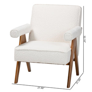 Baxton Studio Baxton Studio Georgina Japandi Accent Chair in Cream Boucle with Walnut Brown Legs for Stylish Comfort BBT8074-Cream-CC