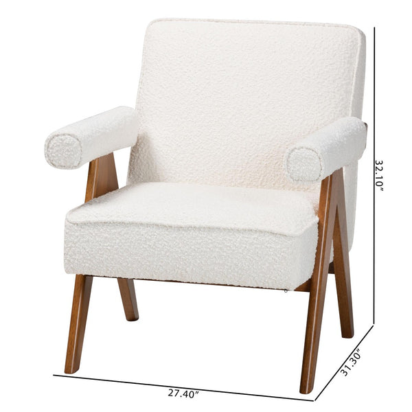 Baxton Studio Baxton Studio Georgina Japandi Accent Chair in Cream Boucle with Walnut Brown Legs for Stylish Comfort BBT8074-Cream-CC