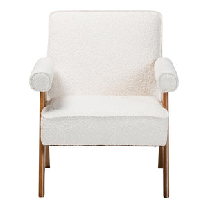 Baxton Studio Baxton Studio Georgina Japandi Accent Chair in Cream Boucle with Walnut Brown Legs for Stylish Comfort BBT8074-Cream-CC