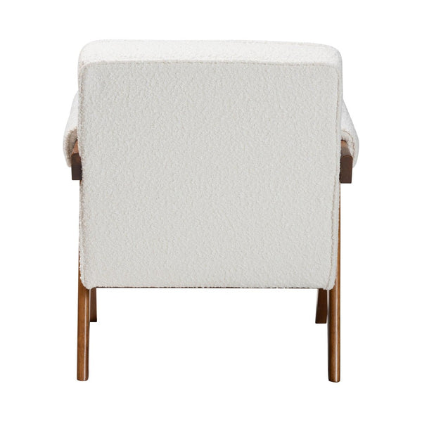 Baxton Studio Baxton Studio Georgina Japandi Accent Chair in Cream Boucle with Walnut Brown Legs for Stylish Comfort BBT8074-Cream-CC