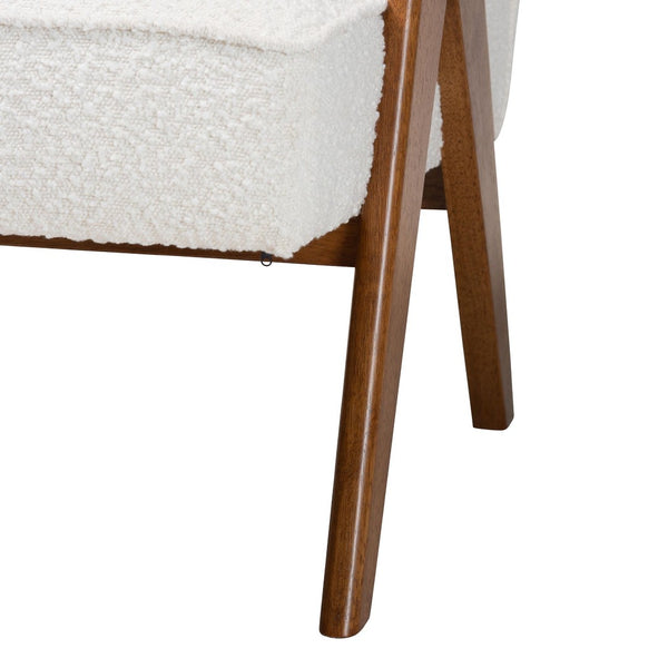 Baxton Studio Baxton Studio Georgina Japandi Accent Chair in Cream Boucle with Walnut Brown Legs for Stylish Comfort BBT8074-Cream-CC