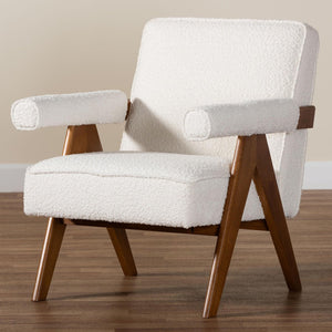 Baxton Studio Baxton Studio Georgina Japandi Accent Chair in Cream Boucle with Walnut Brown Legs for Stylish Comfort BBT8074-Cream-CC