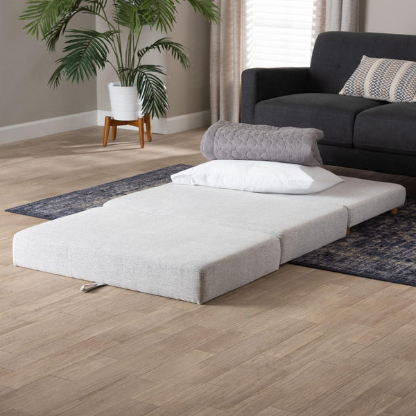 Baxton Studio Baxton Studio Sabriel Modern Light Grey Fabric Convertible Ottoman & Twin Sleeper for Small Spaces BBT8083-Light Grey-Convertible Ottoman