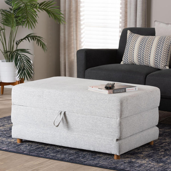 Baxton Studio Baxton Studio Sabriel Modern Light Grey Fabric Convertible Ottoman & Twin Sleeper for Small Spaces BBT8083-Light Grey-Convertible Ottoman