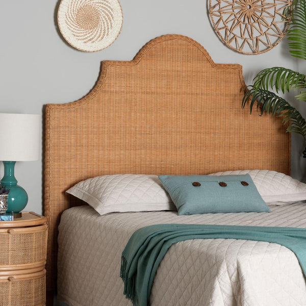 Baxton Studio bali Bali Melanie Bohemian Light Honey Rattan Standalone Headboard - Artisanal Elegance for Your Bedroom Queen Melanie-Wood/Light Honey-Queen-HB