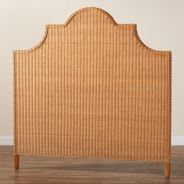 Baxton Studio bali Bali Melanie Bohemian Light Honey Rattan Standalone Headboard - Artisanal Elegance for Your Bedroom Queen Melanie-Wood/Light Honey-Queen-HB