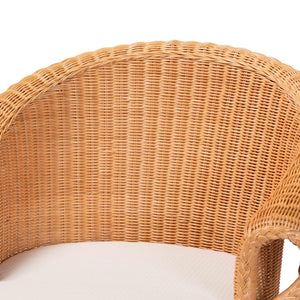 Baxton Studio bali Bali Tamara Bohemian Rattan Dining Chair - Handcrafted Comfort with Braided Detailing & Cushion Tamara-Light Honey Rattan-AC