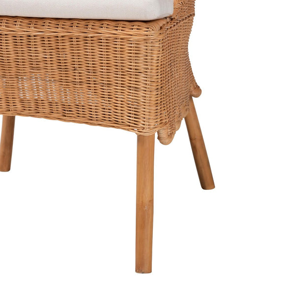Baxton Studio bali Bali Tamara Bohemian Rattan Dining Chair - Handcrafted Comfort with Braided Detailing & Cushion Tamara-Light Honey Rattan-AC